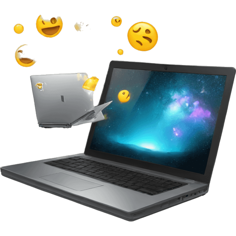 laptop and magic emoji