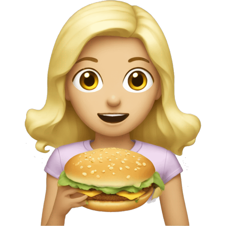 A blonde girl eating food emoji