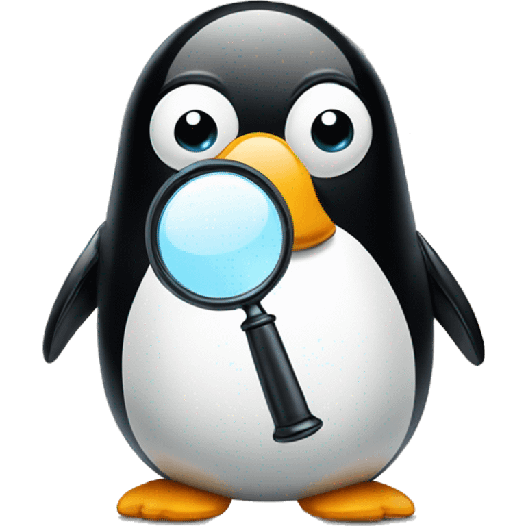 penguin holding a magnifying glass emoji