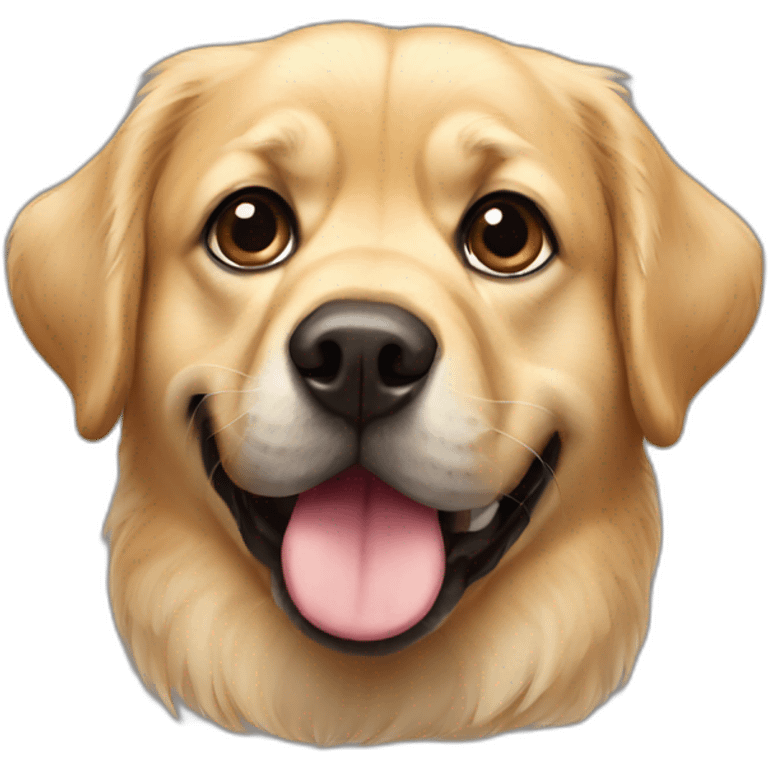 golden retriever with a pug face emoji