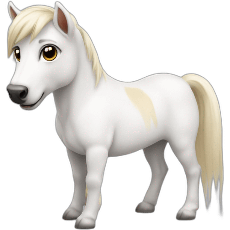 White pony with Jack Russel terrier emoji