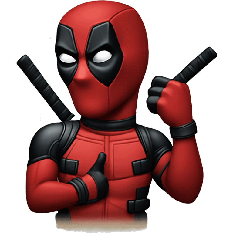 Deadpool with middle finger emoji