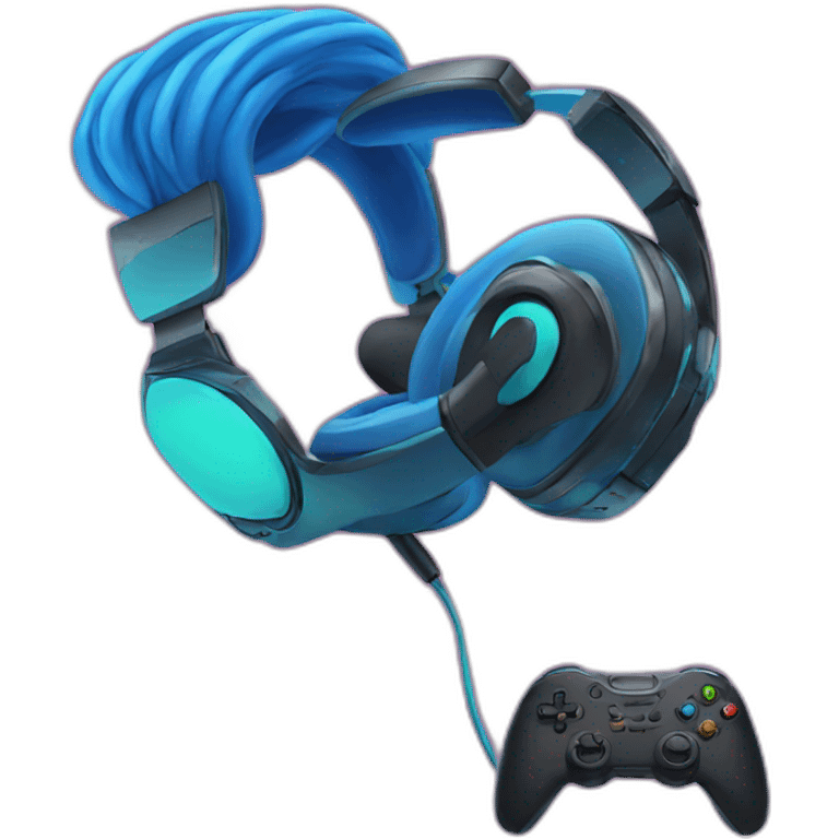 person with rgb headphones and gaming controller emoji