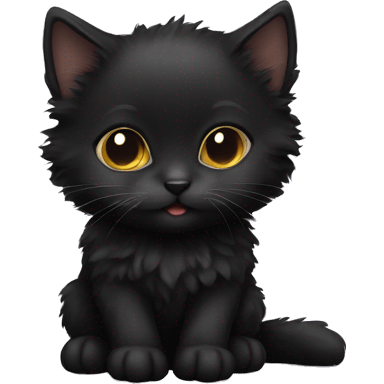 Black kitten fluffy emoji