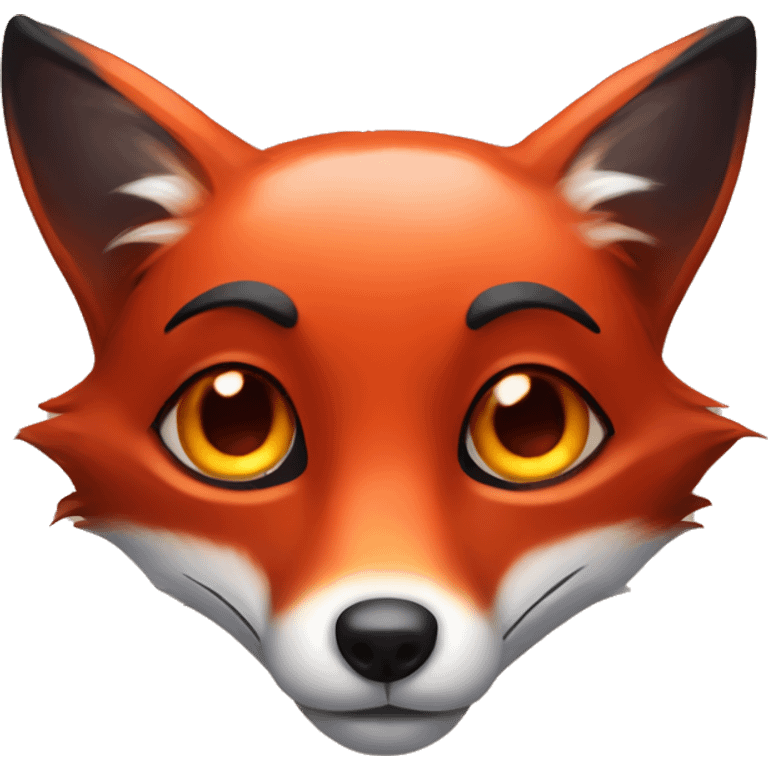 dark red fox face with tiny red heart instead of eyes emoji