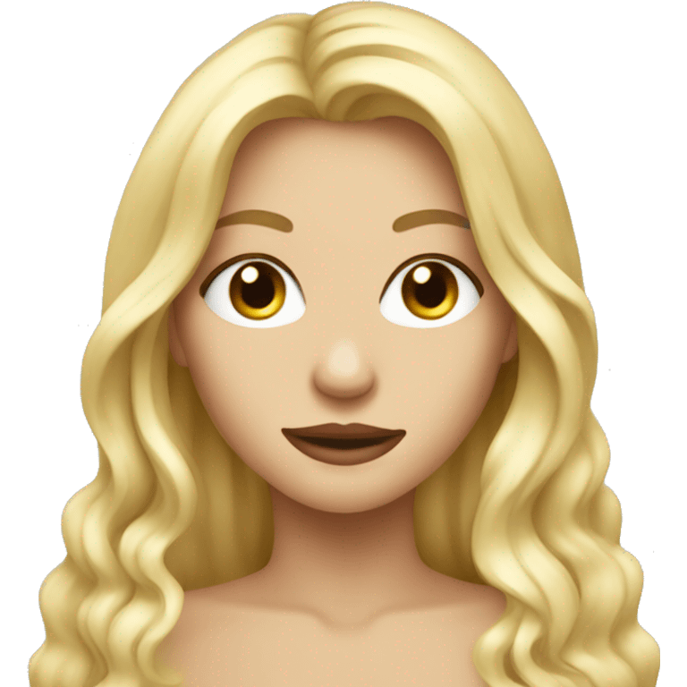 Blonde Beaty with long hair eating mash emoji