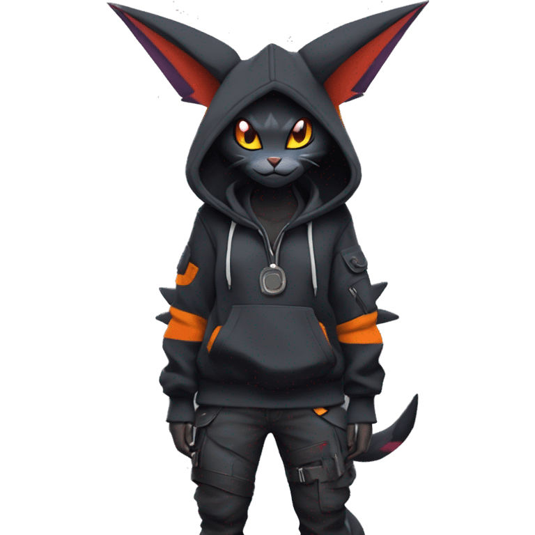 Dark Anthro Cool Noivern-Litten-Quilava-Pokémon Punk Techwear Hoodie Cargo Collar Full Body emoji