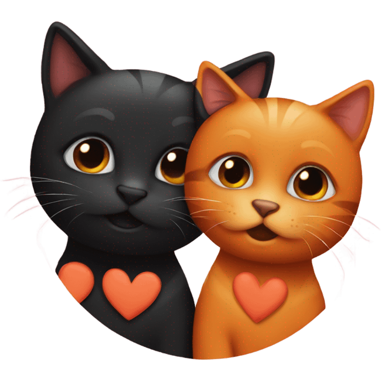 black and orange cats being in love  emoji