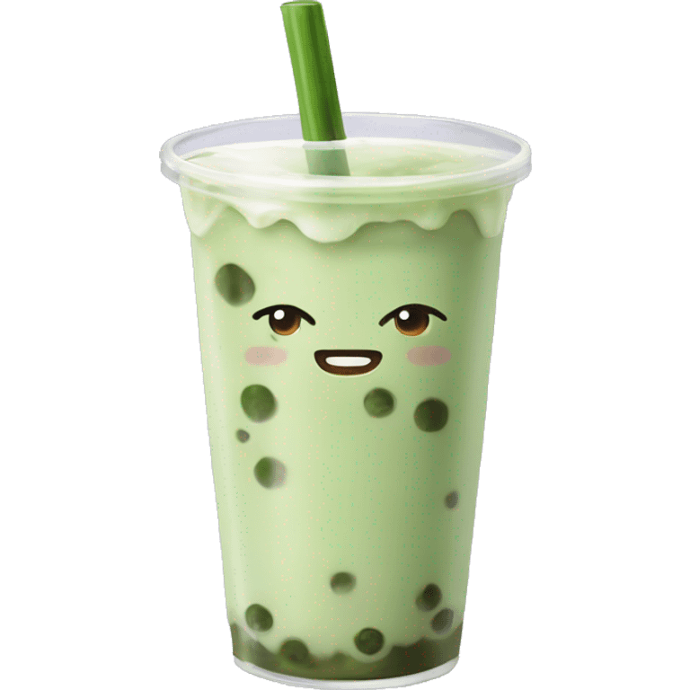 Matcha milk tea with boba emoji