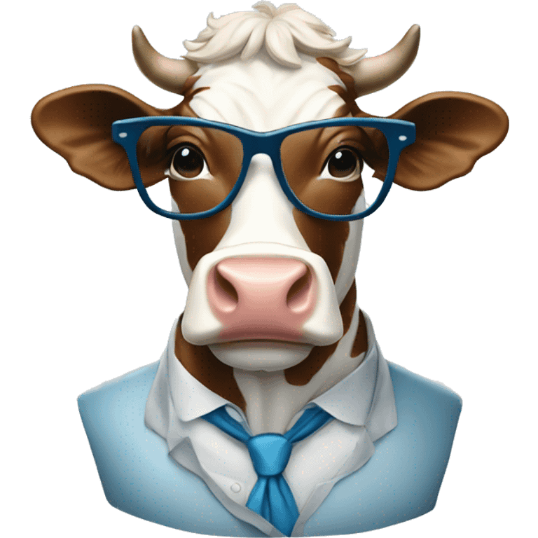 Very very rich cow in blu glasses emoji