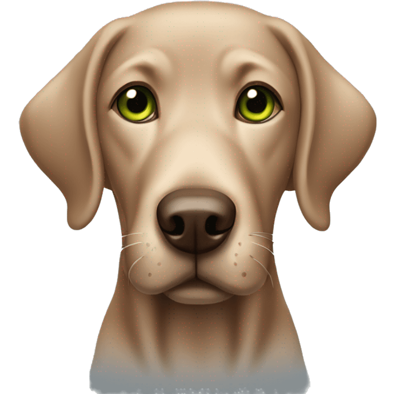 cute brown labrador with brown-green eyes playing insnow emoji