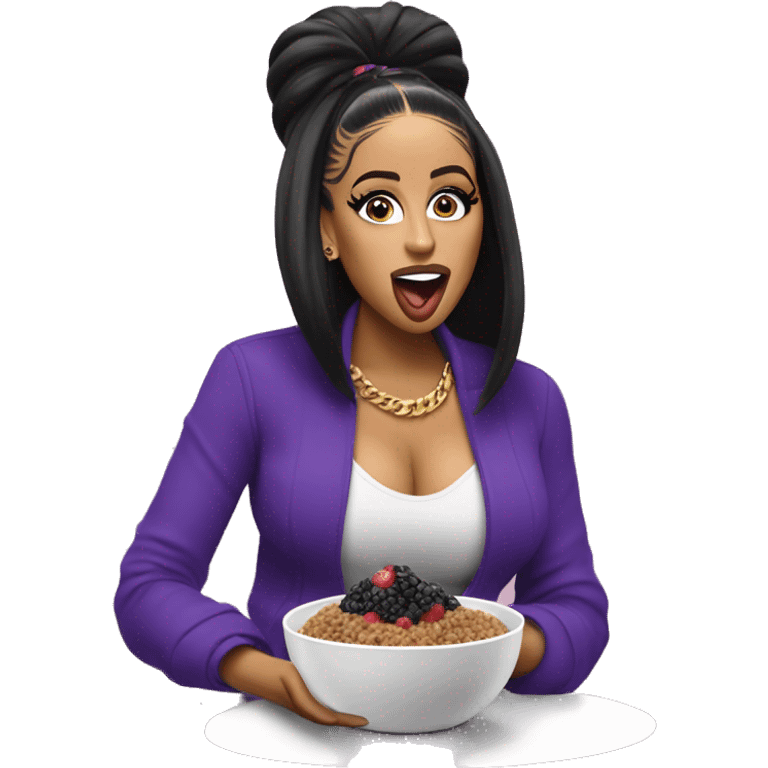 Cardi b eating an acai bowl emoji