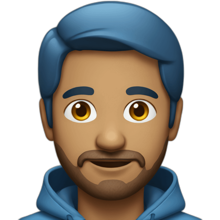 Indian man with light beard wearing a hoodie and blue shirt emoji