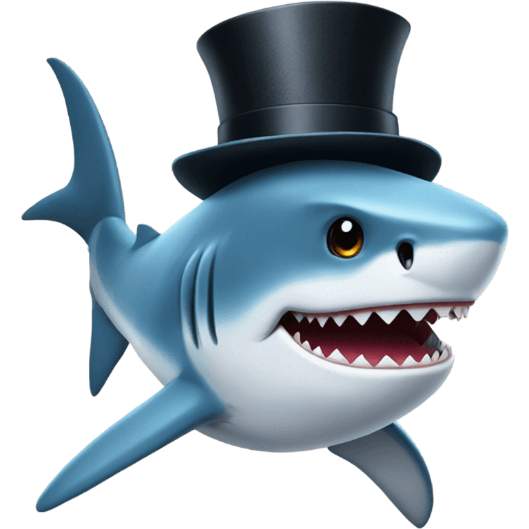 Shark with a top hat emoji