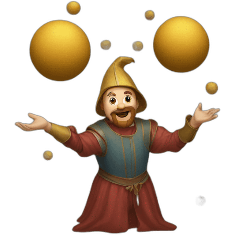 medieval juggler juggling 4 same-sized balls over them emoji