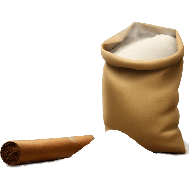 a bag of flour smokes a cigar emoji