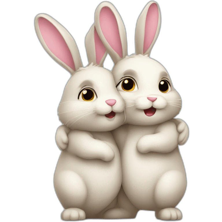 2 bunnies hugging emoji