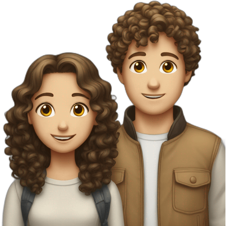 friendship between a white boy and a brunette girl with curly hair emoji