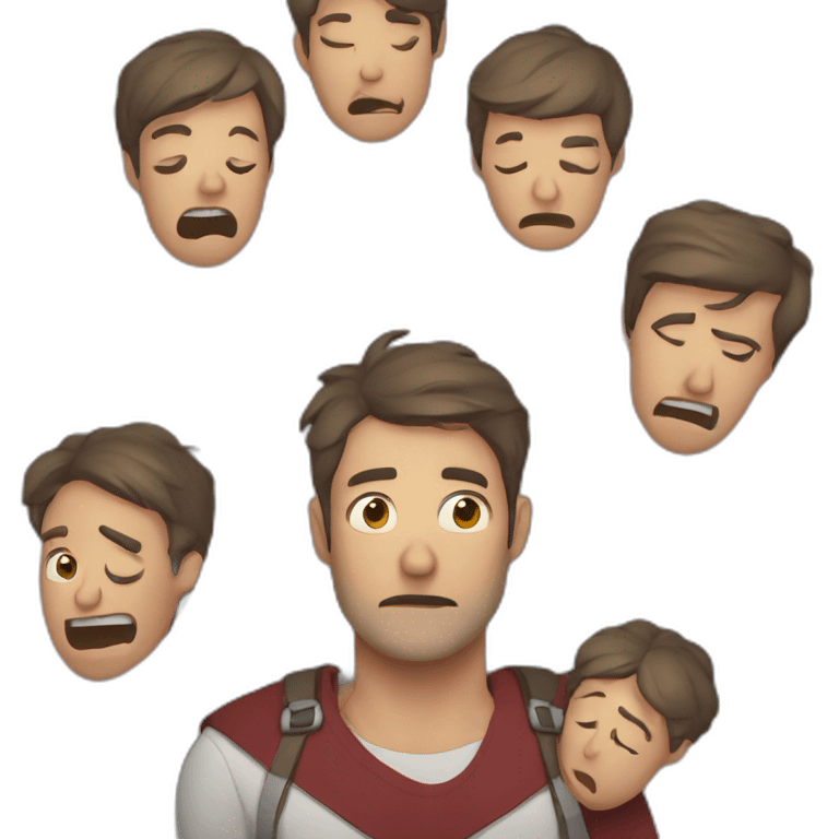 A man  Tired and depressed carries his entire family and is afraid that he will not harm them if he does emoji