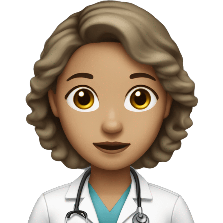 Cute female doctor light skin, brown hair emoji