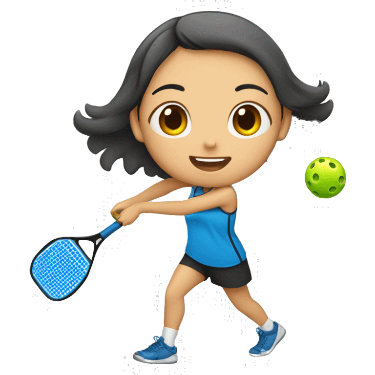 Asian girl is playing pickleball emoji