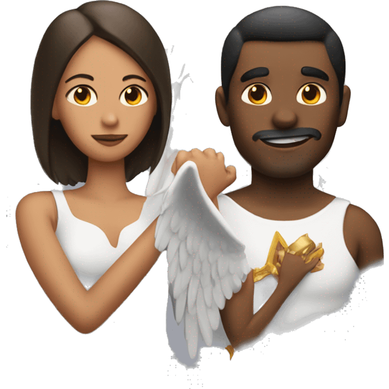 woman with an angel on one shoulder and a devil on the other shoulder emoji