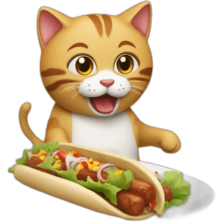 Un chat qui mange un kebab emoji