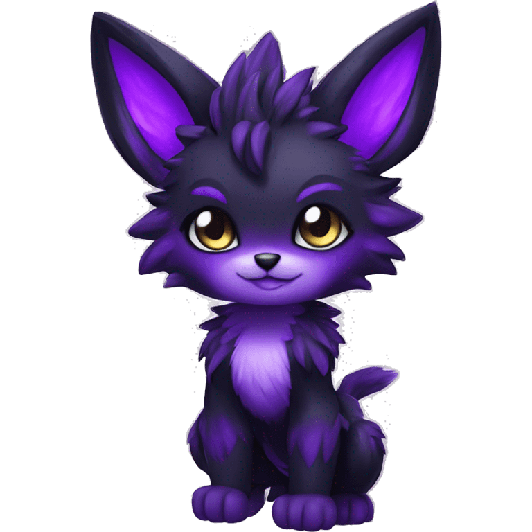 Anthro-Edgy-Cool-Black-Purple-Contrast-Colors-Fantasy-Fur-Sona-Chibi-Shiny-Fakémon-Hybrid full body emoji