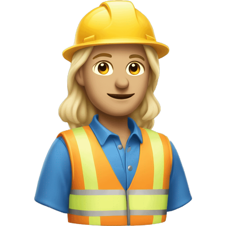 Blonde Malesdada construction worker with hat and blue work wear emoji