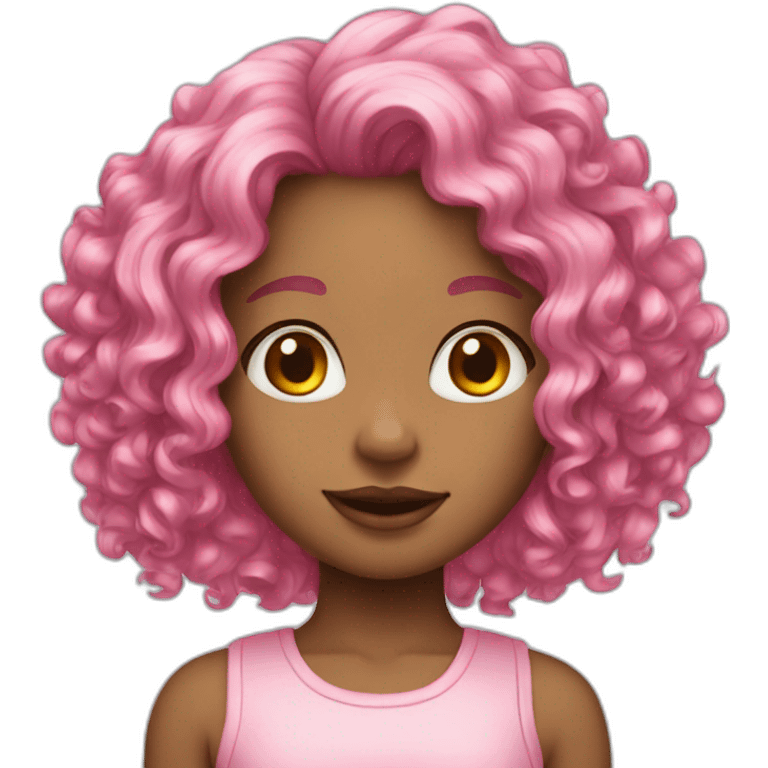 Girl pink hair curly emoji