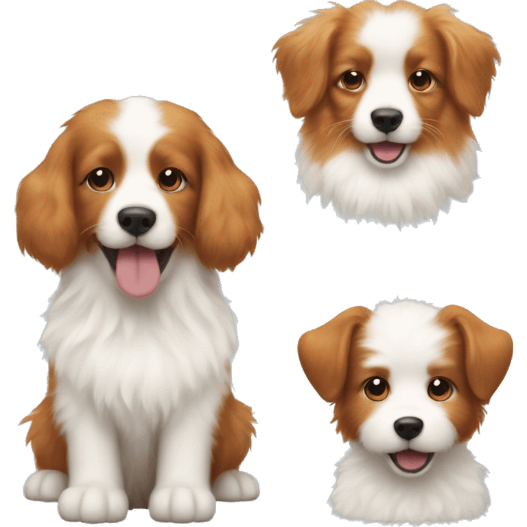 Ginger fluffy puppy and white fluffy dog  emoji