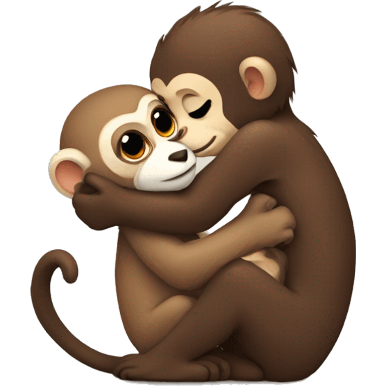 monkey hugging an otter emoji