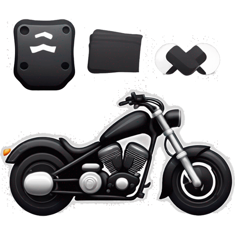 Una moto chopper negra con un 7 blanco en el depósito  emoji