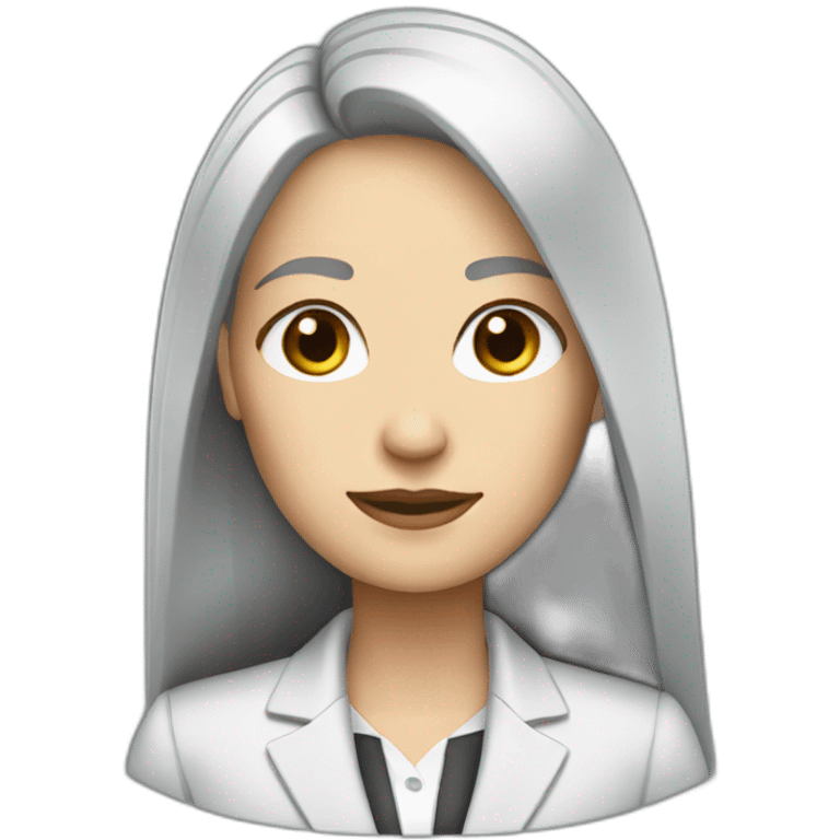 Dark Brown straight long hair white woman wearing suit emoji