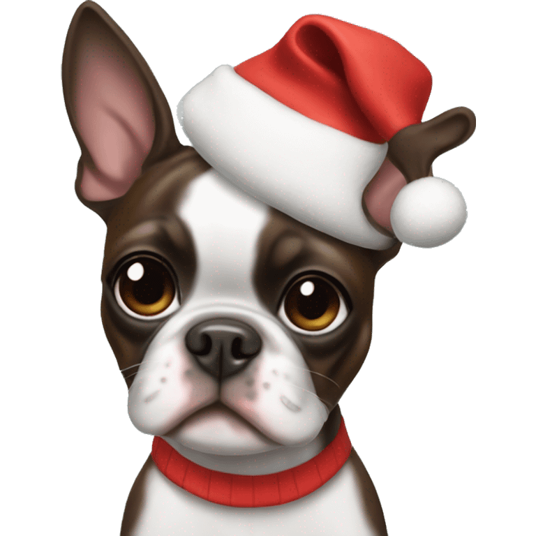 Boston terrier wearing a reindeer outfit  emoji