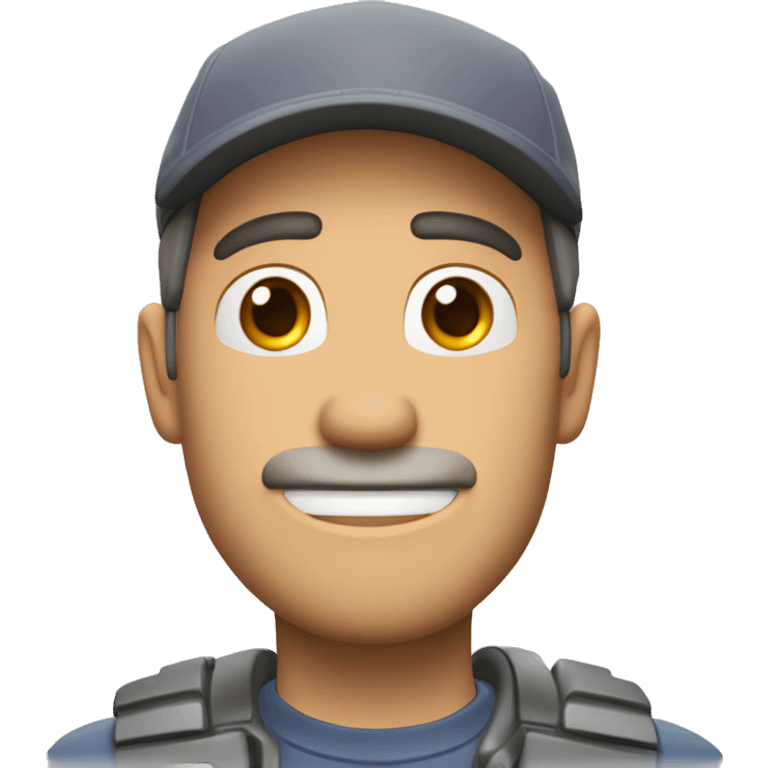 Hombre moreno, alto, delgado, calvo, de profesion mecanico automotriz, de pixar 3D emoji