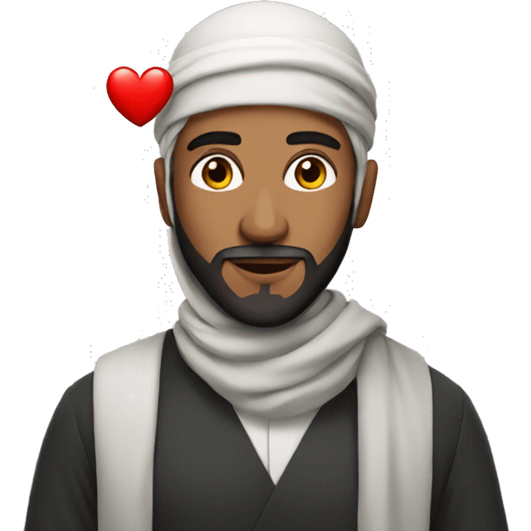 muslim man with red heart emoji