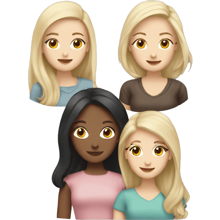 Three female best friends one asian one brunette one blonde emoji