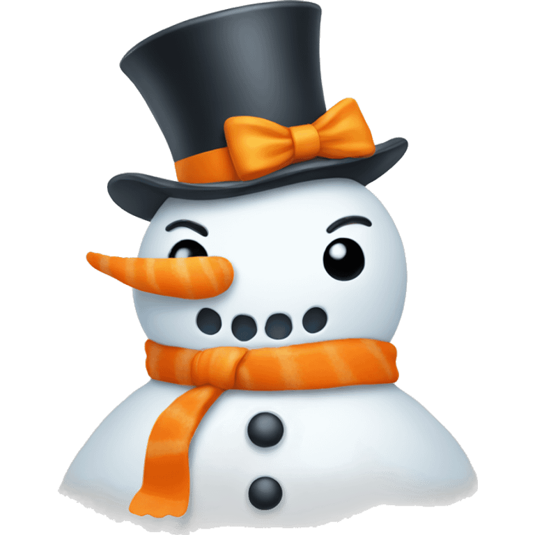 Snowman with a orange bow emoji