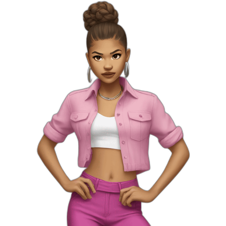 Zendaya as an african badass, pink shirt emoji