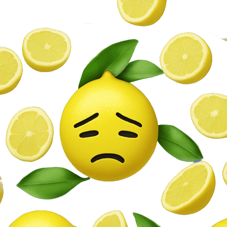 Lemon with a sad face blue irises emoji