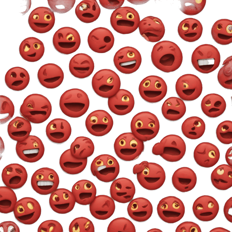 a red faced emoji that has smll l emoji