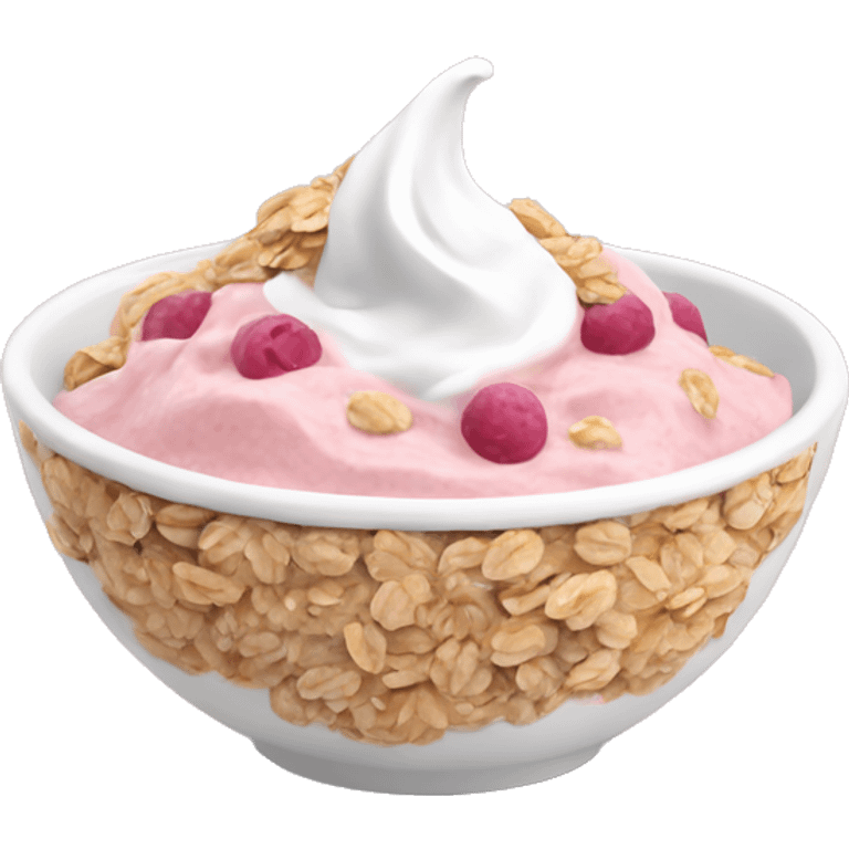 pink yogurt in a bowl with oats on the side emoji