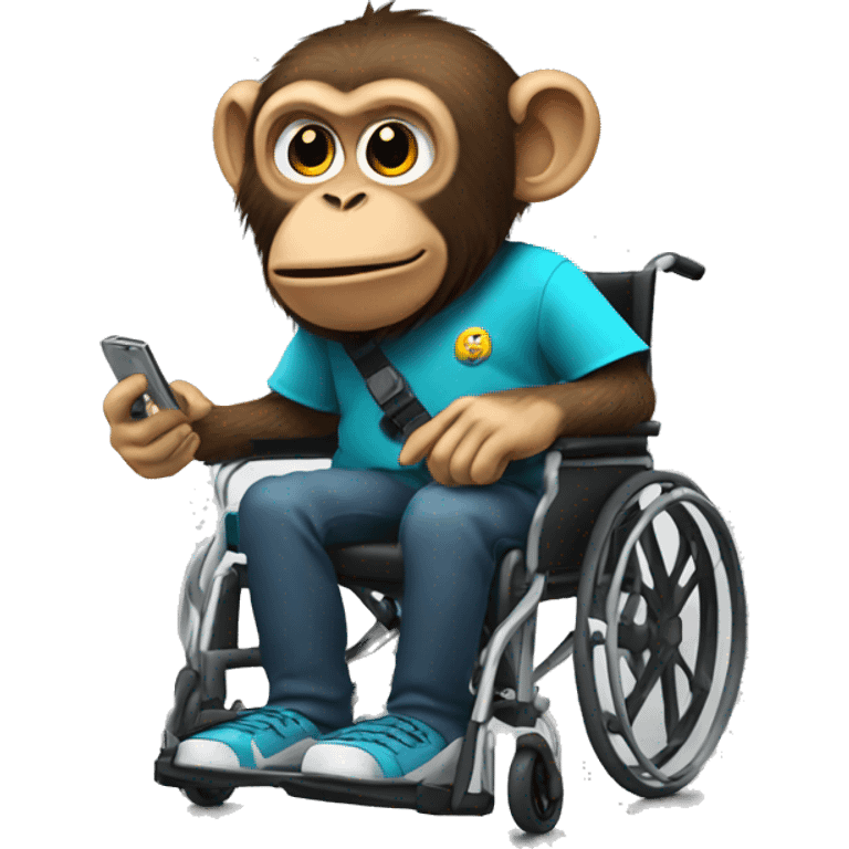 Monkey in a wheelchair playing xbox  emoji