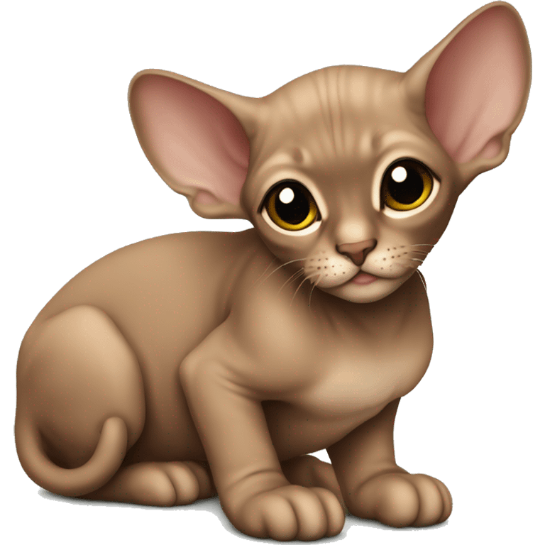 Brown sphinx kitten laying emoji