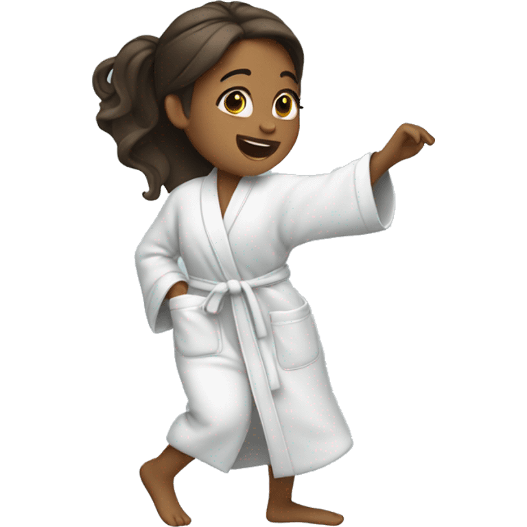 Girl dancing in bathrobe  emoji