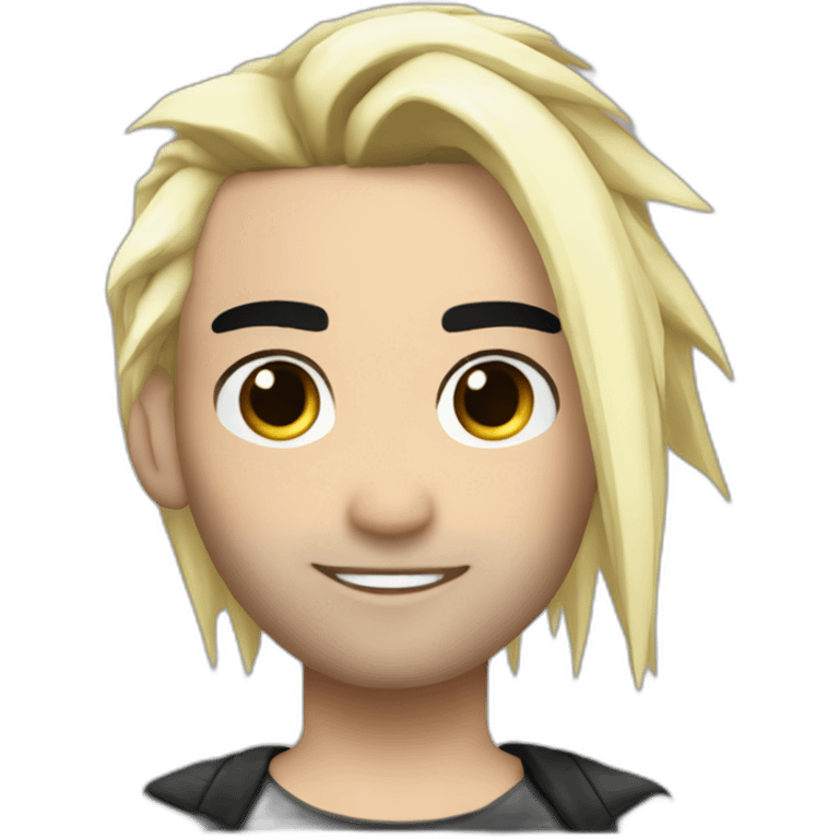 Bill Kaulitz black hair down with blonde highlights emo emoji