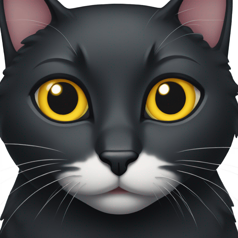 black cat with white spot on chest emoji