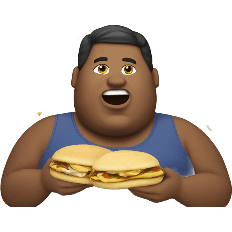 Obese guy eating Colombian Arepas emoji