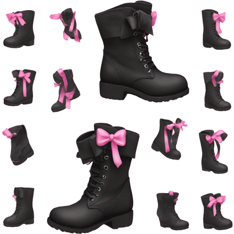 Black boots with pink bows emoji